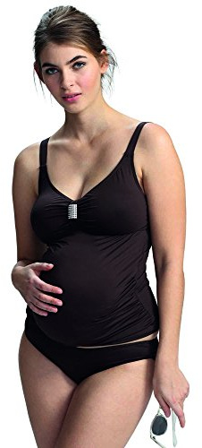 Petit Amour Damen Umstandstankini Amanda Tankiniset Größe von S bis XL PA-SW-0235 Braun 42/44 (Cup B/Cup C)