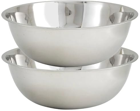 Tiger Chef Heavy Duty Mixing Bowl 30 Quart All-purpose Mixing Bowls for Home and Commercial Use - Best Prep Bowls for cake mixtures, dough’s, salads, pastas, dressings Stainless Steel - 2 Pack