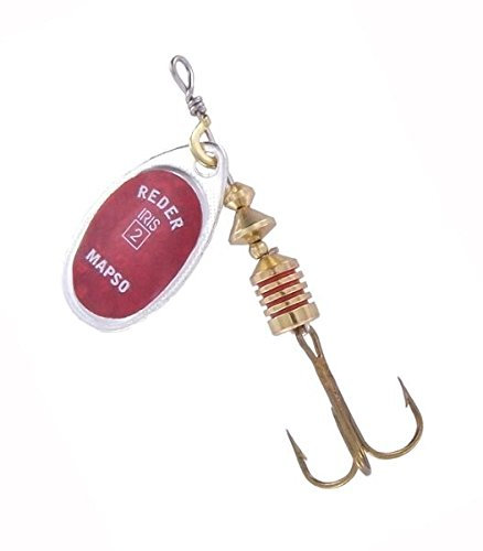 MAPSO - 5 Cucharillas de pesca REDER-3 PLATA-IRIS-ROJO 6,50 gms.