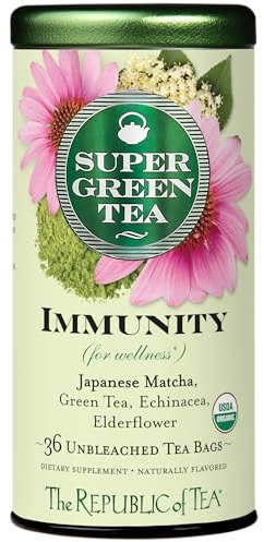 The Republic of Tea – Organic Immunity SuperGreen Green Tea, 36 Tea Bags, Wellness Support, Gluten Free