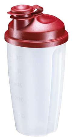 Westmark Dispensador de aderezos/Shaker con Escala de medición, Disco mezclador extraíble y Boquilla cerrada, Capacidad: 0,5 l, Plástico, Sin BPA, Mezcla, Color: translúcido/Rojo, 2435227R