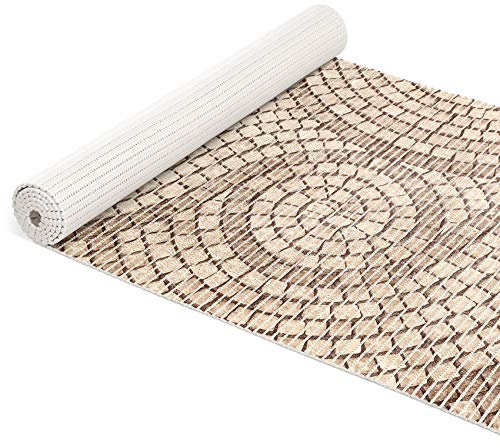 ANRO Weichschaummatte Badematte Bad Dusche WC Vorleger Teppich Antirutsch Badläufer Mosaiksteine Beige 200x65cm