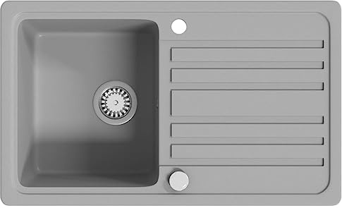 vidaXL Fregadero reversible gris de granito de una cubeta con escurridor