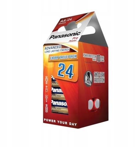 Panasonic Pro Power, Pilas alcalinas AA, Paquete de 24 Unidades, 1.5V, adecuadas para los Dispositivos de Medio Consumo energetico, LR6PPG/24CD