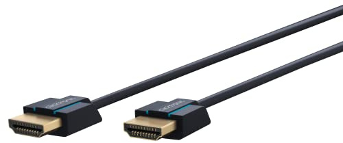 Clicktronic Super Slim High Speed 2.0 kabel med Ethernet – ultratunn och tunn HDMI-kabel flexibel – ARC HDMI-kabel – 4K 60Hz/Full HD i 3D 60 Hz, 1 m