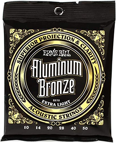 Ernie Ball Cordes extra légères Bronze aluminium, pour guitare acoustique, calibre 10-50