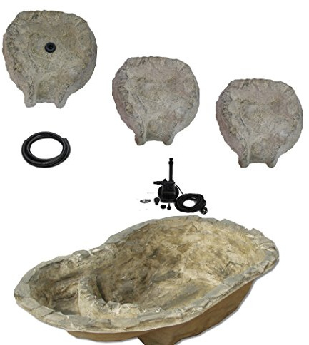 Wasserkaskaden Komplettanlage Anlage Fulda Granit, Grau/Grün, 112 x 70 x 31 cm/100l/7-teilig