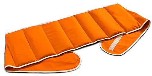 Körnerkissen 7-Kammer mit Gürtel & Klettverschluss - Länge ca. 135cm - orange - Wärmekissen XXL Körnerkissen - Weizenkornkissen