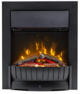 Dimplex Clement Optiflame Inset or Freestanding Electric Fire, Black LED Flame Effect Fireplace With Logs, 9cm Inset (Recess) Depth, Spacer Kit And 2kW Fan Heater and 1000/2000 Watt Settings