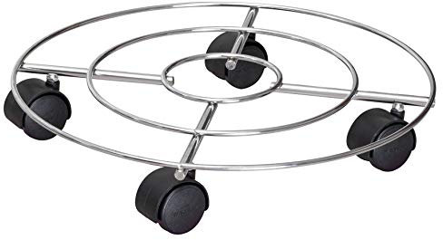 Wagner Soporte con Ruedas para Plantas Cromo Ø 35 x 6,5 cm I para Uso Interior I Carrito para Flores de Acero Cromado, Plateado Brillante I Capacidad de Carga 60 kg - 20093201