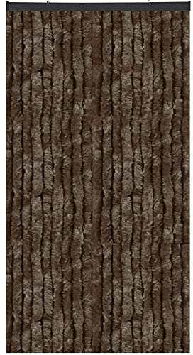 Arsvita Flauschvorhang Türvorhang (90x200 cm) in Braun als Insektenschutz für Balkon, Terrasse oder Wohnmobil, Wohnwagen, Pavillon