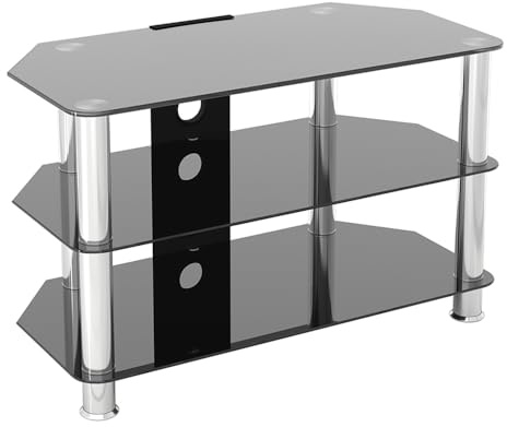 AVF Black Glass TV Stand, 80cm, for 43 Inch TVs