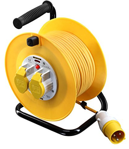 Masterplug 110 Volts Site Power Two Socket Cable Reel, 25 Metre