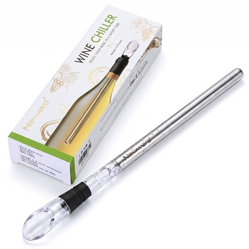 Wine Chiller, 3-in-1 Stainless Steel Wine Bottle Cooler Stick - Rapid Iceless Wine Chilling Rod with Aerator and Pourer - The Best Wine Accessories Gift