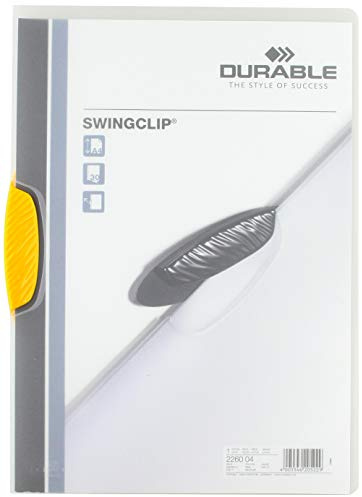 Durable Hunke & Jochheim klämmapp SWINGCLIP®, PP, 30 blad, gul klämma, genomskinlig