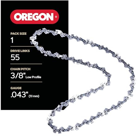 Oregon Chainsaw Chain 3/8 LP Pitch, .043 (1.1 mm) Gauge for 16 (40cm) Bar, 55 Drive Links – Low-kickback Replacement Saw Chain, Fits Several Stihl Chainsaw Models