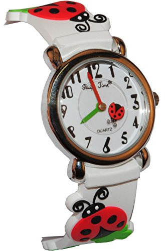 alles-meine.de GmbH 3-D Kinderuhr Marienkäfer Kleeblatt - Uhr Kinder Armbanduhr Silikon Tiere Glück Tier Mädchen Analog