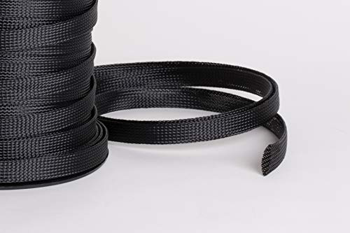 Guaina Trecciata Poliestere Elastica, diametro 3 mm espandibile a 6 mm, colore Nero, 10 Metri