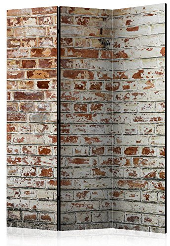 RAUMTEILER/PARAVENT B&D XXL - Ziegel-Optik, 135x172 cm, 3-teilig, modern | Mobiler Sichtschutz, sofort einsatzbereit, Holzrahmen, ideal fürs Wohnzimmer oder Büro, geruchsneutral, lichtbeständig