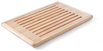 Tagliere per pane APS Rubberwood, tagliere, tavola di legno, tagliere per pane con vassoio raccoglibriciole rimovibile, quattro piedi antiscivolo, 32 x 47,5 cm, altezza 2 cm, marrone