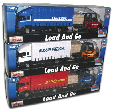 Diecast Metal Load and Go Set - Freight Truck with Forklift and Pallet - Transport Vehicle Toys - Boys Toys