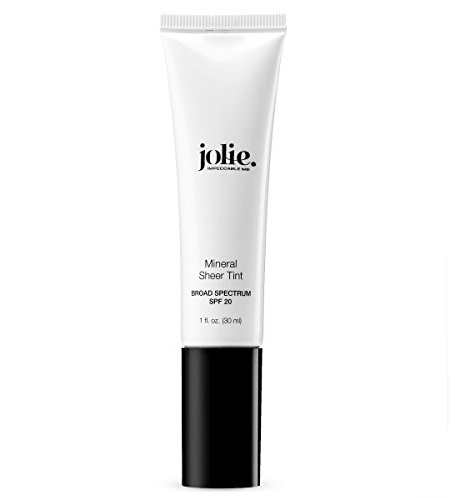 Jolie Mineral Sheer Tint SPF 20 Oil Free - Face Tinted Moisturizer - Hydration - Coverage - Sunscreen- Mineral Formula - Vegan (Natural Glow)