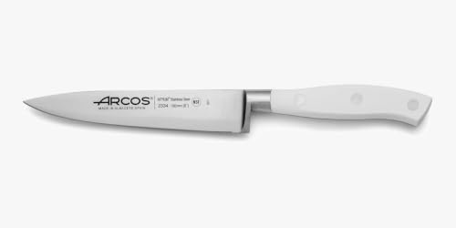 Arcos Chefmesser Geschmiedet Edelstahl - Professionelles Küchenmesser Vielseitig mit Ergonomischem Griff aus Polyoxymethylen, Klinge 150 mm - Weiß, Serie Riviera Blanc | Professionelles Mehrzweckmesser. Ergonomischer Griff aus Polyoxymethylen. Serie Riviera Blanc. Weiß.