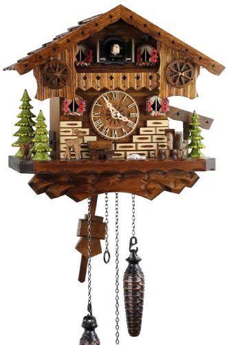Eble Reloj de cuco de madera auténtica, funciona con pilas, 26 cm - 21448