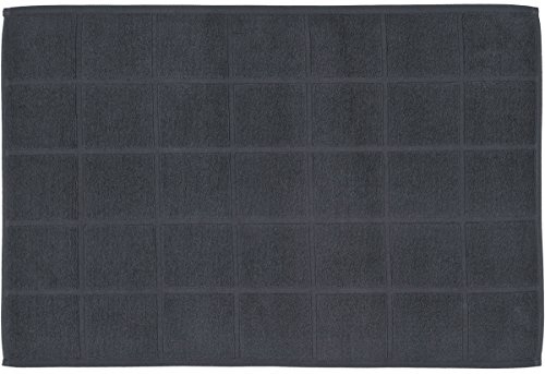 Frottier-Badvorleger-60x100 cm, Uni-Karofond, anthrazit