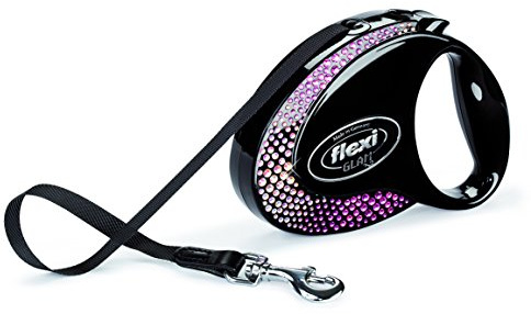 flexi Glam Einziehbare Hundeleine mit Swarovski-Kristallen Schwarz mittel