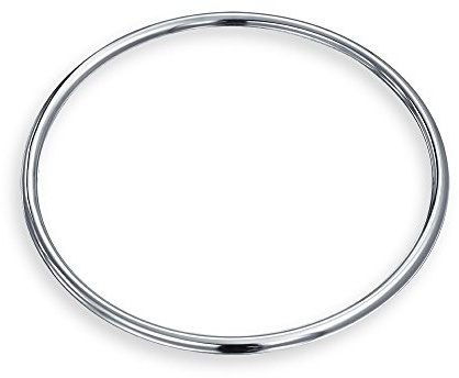 Bling Jewelry Einfacher Stapelbarer 3Mm Glatt Polierter Kuppelarmreif Mit Abgerundeter Kante Aus .925 Sterling Silber Für Frauen Und Jugendliche