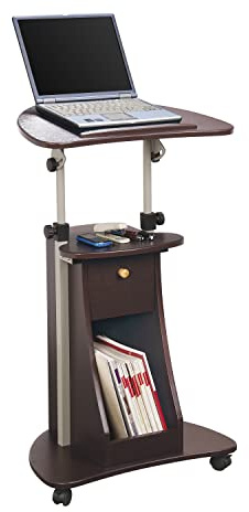 Techni Mobili Sit-to-Stand Rolling Adjustable Storage Medical Laptop Computer Cart, Chocolate, B005