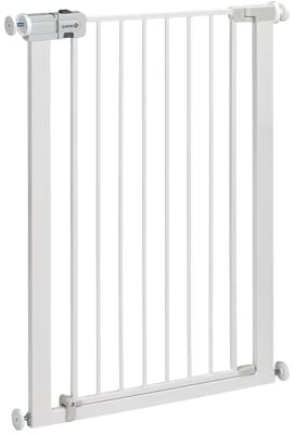 Safety 1st Easy Close Extra Tall Metal Gate, Baby Stair Gate Pressure Fit, 73-80cm (max. 94cm), Extra Tall Gate (91cm), Easy-Closing Baby Safety Gate, No-Screw Installation (No Drilling), White