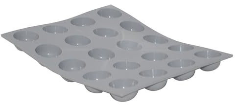 De Buyer - Plaque de 20 mini demi-sphères ELASTOMOULE en mousse de silicone - 30 x 17,6 cm, diamètre 3 cm -, Gris