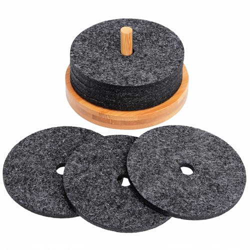 Sottobicchiere in vetro, feltro Sottobicchieri Set con titolare di bambù, 8 pezzi grigio scuro