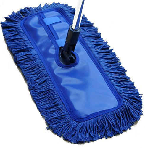 The Home Valet Company Waxed Floor Duster, Cotton, Blue, Comes with an ergo extendible handle that extends to 120 cm the head dimension is 45.5 cm x 18 cm big enough for most floors