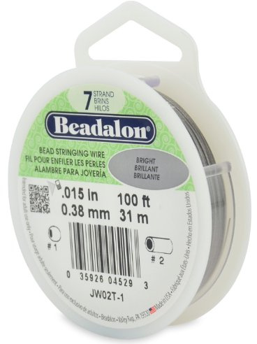 Beadalon 7 Strand Stringing Wire - .015in / .38mm, 100ft / 31m, Bright