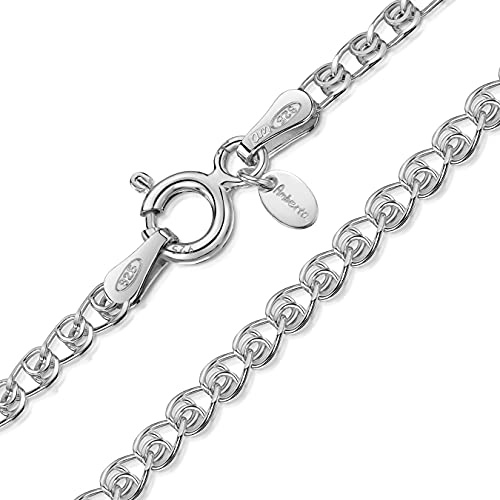 Amberta 925 Sterlingsilber Damen-Halskette - Herzkette - 2.3 mm Breite - Verschiedene Längen: 40 45 50 55 60 cm (60cm)