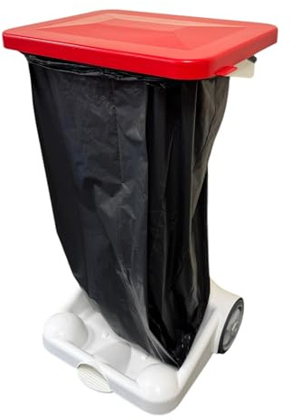 Chabrias Ltd 120L Wheeled Pedal Sack Holder Bin, Red Other Recycling Lid | Red Other Recycling lid, 120L capacity, hands-free pedal, two wheels, reinforced frame, H93.5 x W56 x D52cm