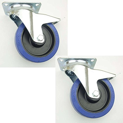 2 Stück 160mm Blue Wheels Lenkrollen mit Feststellbremse/Bremse FS Transportrollen Blau 300kg / Rad - INDUSTRIEQALITÄT (2x Brems)
