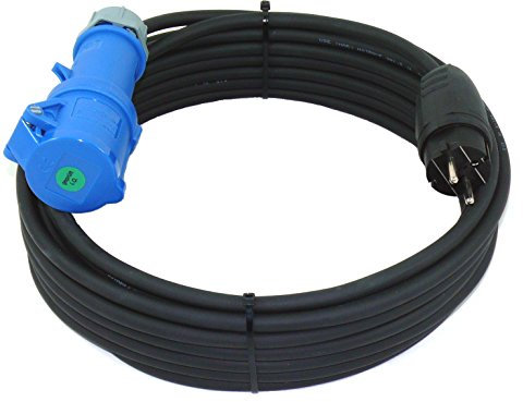 Schuko auf CEE Adapter 5m Camping Stromkabel H07RN-F 3x1,5 Landstromkabel Wohnmobil Wohnwagen Kabel Camping Adapter 5 Meter Strom Verlängerungskabel CEE-Stecker Campingstecker