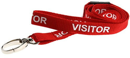 Customcardltd Customcard Visitor Lanyard Metal Clip VistorMetalClip,Red/White, 10