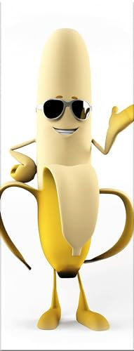 artissimo, Glasbild, 30x80cm, AG9400A, Sweet banana, lustiges Küchenbild hochkant, Bild aus Glas, moderne Wanddekoration aus Glas, Wandbild Wohnzimmer modern