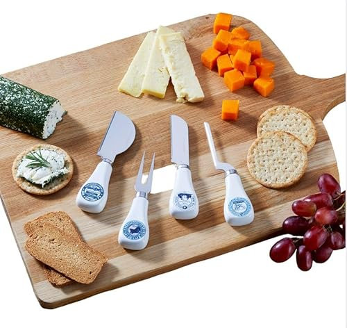 Occasion Cheese Knife Set - 4 Small Cheese Knives - Stainless Steel Blades - In a Branded Gift Box