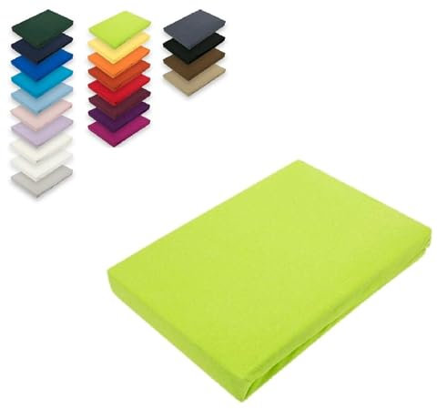 EXKLUSIV HEIMTEXTIL Topper Jersey Spannbettlaken 100% Baumwolle Öko - Tex Zertifiziert, Markenqualität, Steghöhe bis 12 cm, 200x220 cm Apfelgrün