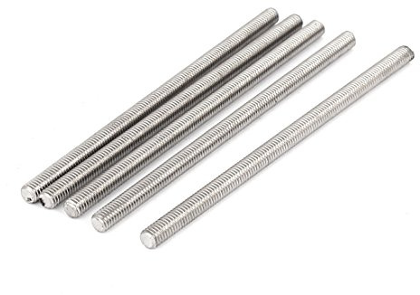 sourcing map 5 Stück Gewindestangen M6x120mm Edelstahl 304 Gewindestift Metrischem Vollgewinde Bar Gewindestäbe für Befestigung CNC-Werkzeugmaschinen 3D-Drucker Industrie Geräte