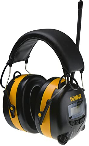 DEWALT DPG15 Hearing Protection Earmuffs with AM/FM Radio, LCD Display, 8 Presets, 3.5mm Aux, NRR 25dB