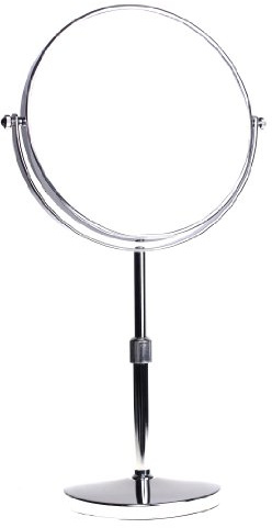 HIMRY Miroir Maquillage, Hauteur Réglable, 10X Grossissement, 20 cm Miroir de Table Double Visage, Miroir de Salle de Bain, Tournant Miroir de Rasage, Orientable sur 360°, Chromage, KXD3114-10x
