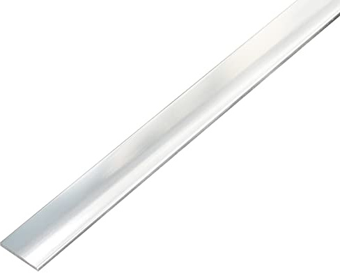 Alberts 488369 Profilé plein plat | autoadhésif | aluminium, design chromé | 1000 x 30 x 2 mm