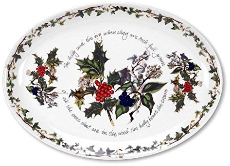 Portmeirion Home & Gifts The Holly & Ivy Oval Platter, Multi-Colour, 33 cm